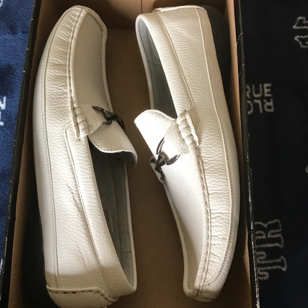 Pelle Pelle Men’s White Leather Driving Mocs SZ 11